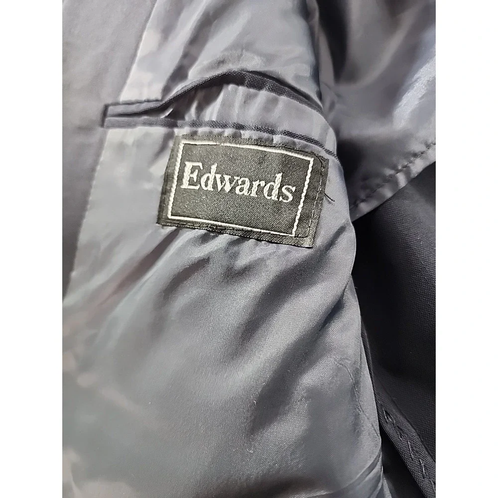 Vtg Mens Edwards Blazer 44L Sport Coat Suit‎ Jacket  Two Button